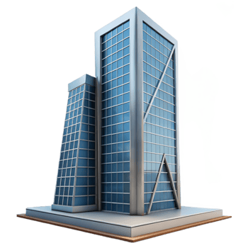 extraordinary contemporary Modern Building Skyscraper Angled View Isolated premium png