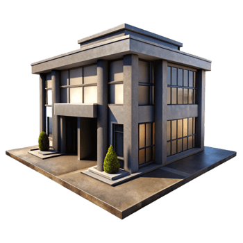 vibrant traditional Modern Building with Deep Shadows Cutout premium png