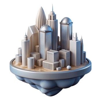 wonderful traditional Modern Sky City Cutout with Sleek Design Transparent Background detailed png