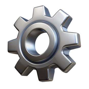 gorgeous unparalleled A single, stylized gear, made of polished steel, with intricate teeth with Transparent Background png