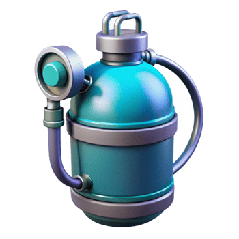 pristine energetic minimalist Ultra-detailed, isolated cutout of a futuristic oxygen tank, concept art style, hyper-specific with Transparent Background artisan png