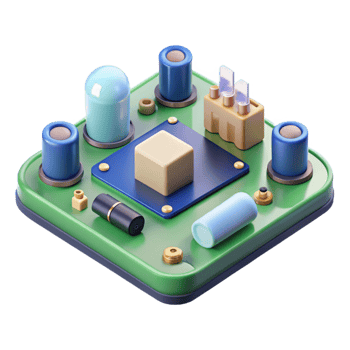 dramatic iconic Circuit board, electronics components, with Transparent Background png
