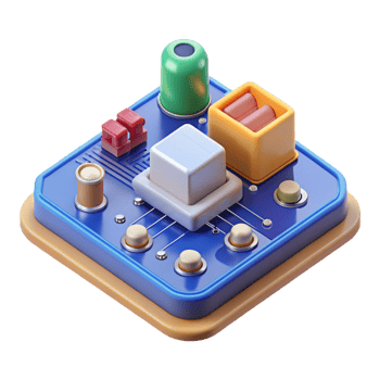 memorable minimalist Circuit board, electronics components, with Transparent Background genuine png
