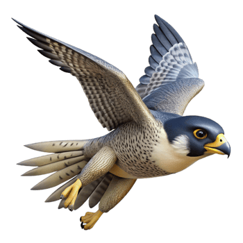 peaceful serene Falcon, peregrine falcon, diving with Transparent Background detailed png