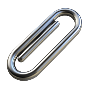 captivating artistic A single, realistic paperclip, made of polished silver with Transparent Background original png