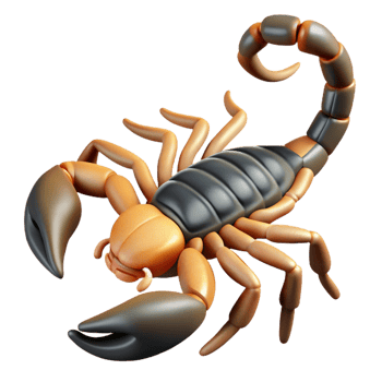 iconic impressionist Scorpion, raised tail, venomous stinger with Transparent Background studio quality png