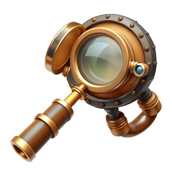 picturesque coveted Steampunk monocle with a brass frame and a magnifying glass with Transparent Background png
