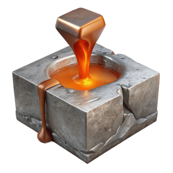 magnificent vintage Molten Metal Pouring Onto Ice Block Close Up Isolated genuine png