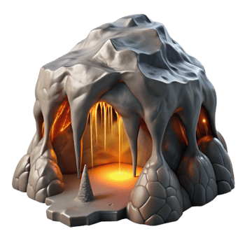 elegant traditional Molten Metal Transforming Ice Cave Isolated exclusive png