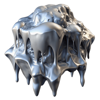 magnificent creative Molten Silver Dripping Down Frozen Waterfall Isolated detailed png
