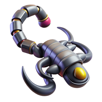 serene passionate classic Concept art style, isolated cutout of a biomechanical scorpion tail with a venomous stinger and pressure sensors with Transparent Background luxury png