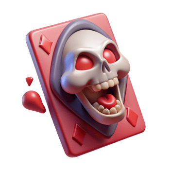 dynamic fascinating Ultra-detailed, concept art style of a floating, single playing card with a face morphing into a screaming skull with Transparent Background detailed png