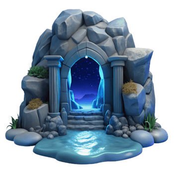 beautiful artistic Moonlit Cavern Entrance with Ocean View Isolated genuine png