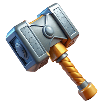 standout impressionist Concept art style, hyper-specific professional render of an isolated Mjolnir hammer, intricate carvings visible with Transparent Background exclusive png