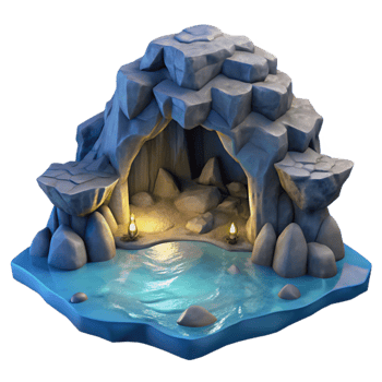 elegant creative Moonlit Cavern Isolated Ocean Cliff Setting detailed png