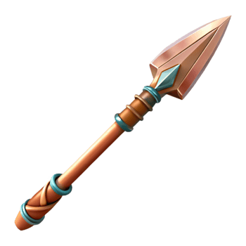 dynamic fascinating Professional render of a photorealistic isolated cutout, ultra-detailed tribal spear with intricate carvings with Transparent Background exclusive png