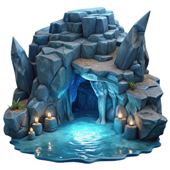 serene artistic Moonlit Ocean Cliff Grotto Cutout Dramatic Lighting professional png