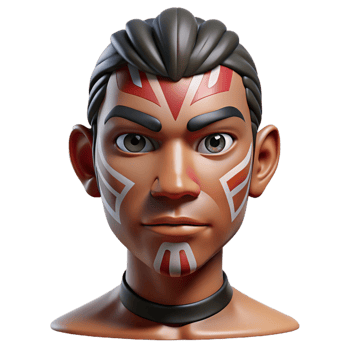 splendid bohemian Isolated cutout, hyper-specific concept art style, ultra-detailed tribal war paint design on a human face with Transparent Background impeccable png