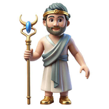 intense mesmerizing Hermes, Messenger God, holding a caduceus with Transparent Background sharp png