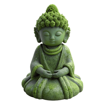 vibrant abstract Moss Covered Statue Isolated Serene Atmosphere professional png
