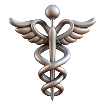 sumptuous organic Ultra-detailed, concept art style, isolated cutout of a single, silver Caduceus, snakes intertwined with Transparent Background exclusive png