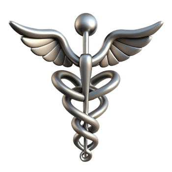 stunning unparalleled Ultra-detailed, concept art style, isolated cutout of a single, silver Caduceus, snakes intertwined with Transparent Background png