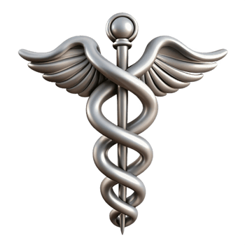acclaimed rustic Ultra-detailed, concept art style, isolated cutout of a single, silver Caduceus, snakes intertwined with Transparent Background detailed png