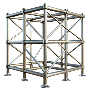 impressive distinguished Scaffolding metal framework structure, with Transparent Background png