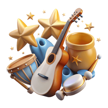 stunning contemporary Musical Instruments Transparent Background with Stars png