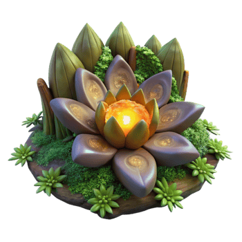 serene traditional Mysterious Glowing Flower Cutout From Forest Scene png