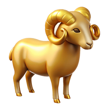 iconic futuristic Hyper-specific, professional render, isolated cutout of a single, golden Fleece of the Ram with Transparent Background original png