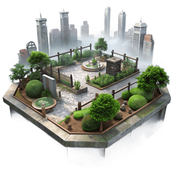beautiful classic Mysterious Urban Park Isolated with Dense Fog Effect premium png