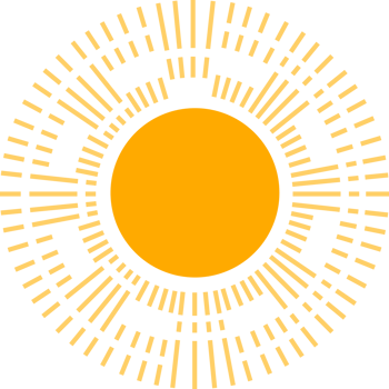 Yellow sun with sunshine light ray boho icon png