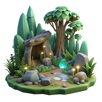beautiful contemporary Mystical Forest Scene Transparent Background Isolated Element detailed png