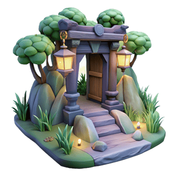 serene minimalist Mystical Lyrax Forest Entrance Isolated with Path high resolution png