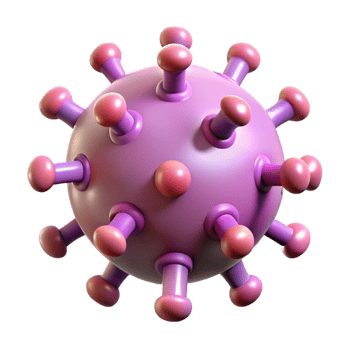 extraordinary bold futuristic A stylized virus particle with spiky protrusions with Transparent Background studio quality png