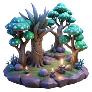 impressive creative Mythical Forest Scene Transparent Background Isolated Element premium png