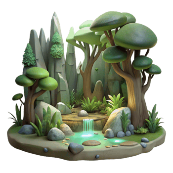 beautiful rustic Mythical Forest Scene Transparent Background Isolated Element premium png