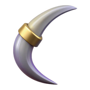 reflective fascinating Professional render, hyper-specific, isolated cutout of a single Harpy talon, sharp and curved with Transparent Background masterfully captured png