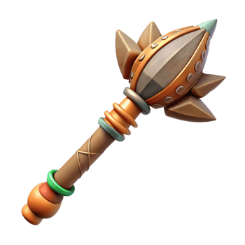 magnificent tropical Hyper-specific concept art style isolated cutout of a tribal warrior's club, ultra-detailed, made of wood and stone with Transparent Background elite png