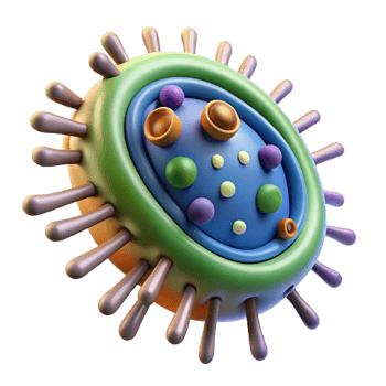 notable surreal A stylized bacteria cell with internal structures with Transparent Background genuine png
