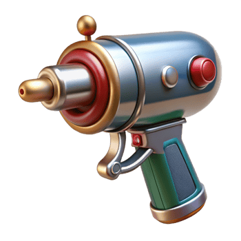 captivating timeless Retro ray gun, chrome and wood accents with Transparent Background png