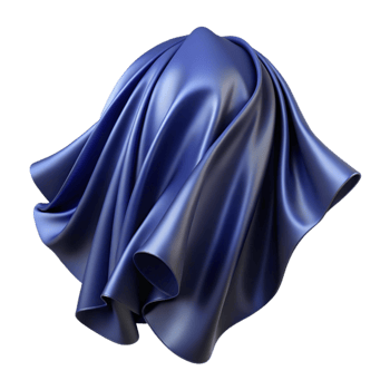 vibrant creative Navy Blue Silk Drape Folded Isolated png