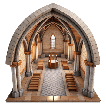 elegant contemporary Nave Interior Cutout Wide Angle Perspective exclusive png