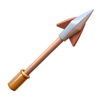 peaceful breathtaking Professional render of a photorealistic isolated cutout, ultra-detailed tribal arrow with a fletched tail with Transparent Background refined png