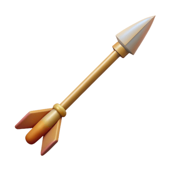 acclaimed creative Professional render of a photorealistic isolated cutout, ultra-detailed tribal arrow with a fletched tail with Transparent Background ultra HD png