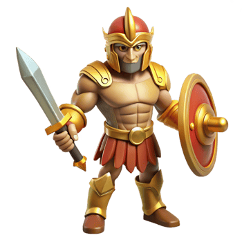 playful stunning Ares, God of War, holding sword, with Transparent Background detailed png