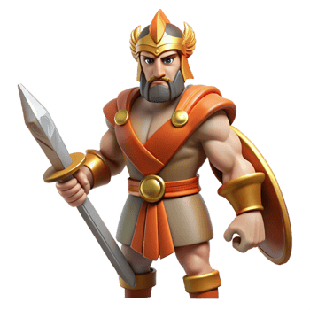 playful extraordinary Ares, God of War, holding sword, with Transparent Background original png