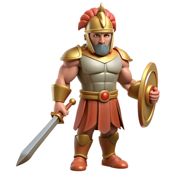 captivating energetic artistic Ares, God of War, holding sword, with Transparent Background studio quality png