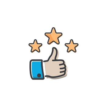 illustration of starry hand like sign icon design. vector